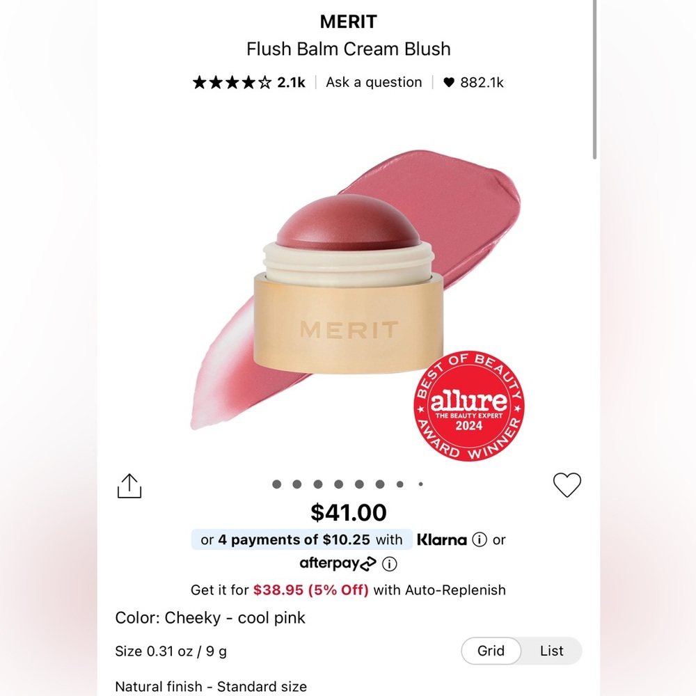 MERIT Flush Balm Cream Blush — Cheeky Cool Pink